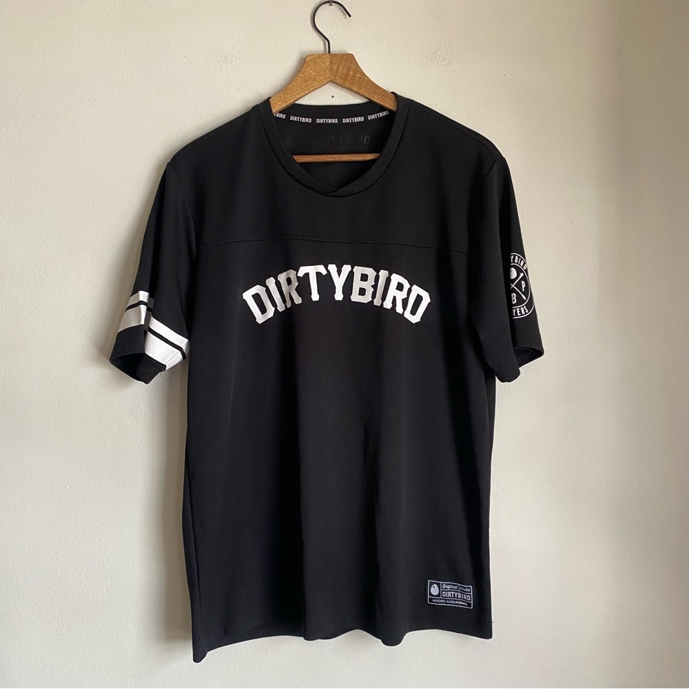 Dirtybird Records Black & White  jersey style t-shirt.